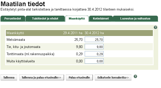 Tiedot ovat esitäytettyjä, eikä niitä voi muuttaa.