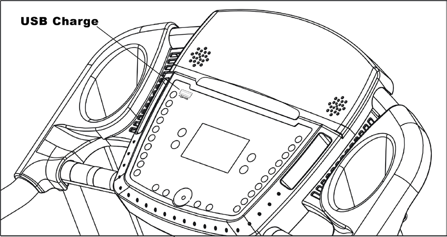 USB CHARGER FUNCTION The user can connect their device to charge during workout. DISTANCE: Displays the distance, in miles or kilometres, the treadmill belt has gone on the current workout.