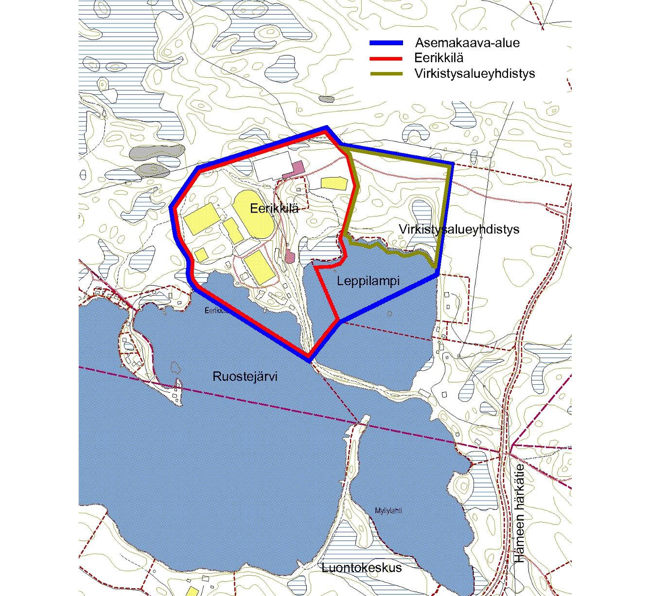 Eerikkilän asemakaava Aluerajaus kunnanhallituksen päätös kaavoituksen aloittamisesta 7.2.