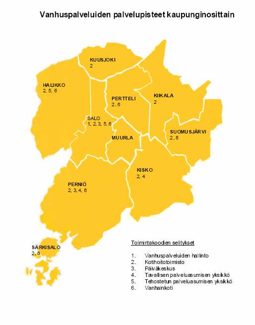 42 Kuvio 25. Vanhuspalveluiden palvelupisteet kaupunginosittain vuonna 2010.