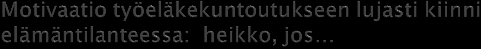 Uskoo mahdollisuutensa saada sopivaa työtä huonoiksi (***) Koettu pystyvyys on heikko (***) Aikaisemmassa työssä paljon psykososiaalisia ongelmia (***) Aikaisemmassa työssä paljon erilaisia