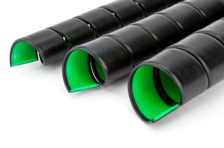 SAFE-SPIRAALI ASTA Safe-Spiraali ASTA on 2-värinen (musta/vihreä) pysyvästi antistaattinen spiraali joka on suunniteltu maanalaisiin kaivoksiin ja muihin räjähdysherkkiin ympäristöihin, joissa