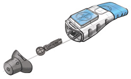 VALMISTAUTUMINEN KÄYTTÖÖNOTTOON Bayerin Contour Next USB -verenglukoosin seurantajärjestelmä USB -suojakorkki Microlet 2 -pistolaite Uudelleenlatauspää Tartuntalovi Laukaisupainike VALMISTAUTUMINEN