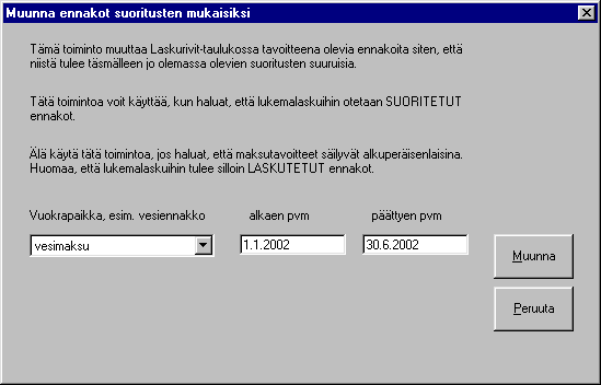 Asteri Isännöinti KÄYTTÖOHJEET 149/235 12.6 LASKUTETUT VAI MAKSETUT ENNAKOT?