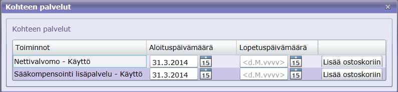 5.2 PALVELUT 1 Tee tilikohtainen sopimus Oumanin kanssa palveluiden ostamisesta. Jotta pääset käyttämään kohdetta, tulee kohteen palvelut aktivoida.