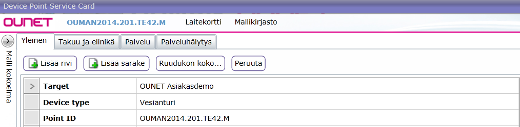 Jos laitekorttia ei ole, voit tehdä laitekortin. Luo laitekortti Klikkaa hiiren kakkospainikkeella laitepistettä, johon haluat lisätä laitekortin ja valitse Muokkaa Laitekorttia.