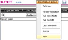 5.6.3 Ohjelmalliset pisteet Ohjelmalliset pisteet -näkymässä voit ohjelmoida Ounetin sisäisiä ohjelmapisteitä, joiden avulla voidaan esimerkiksi tehdä laskutoimituksia useiden pisteiden välillä.