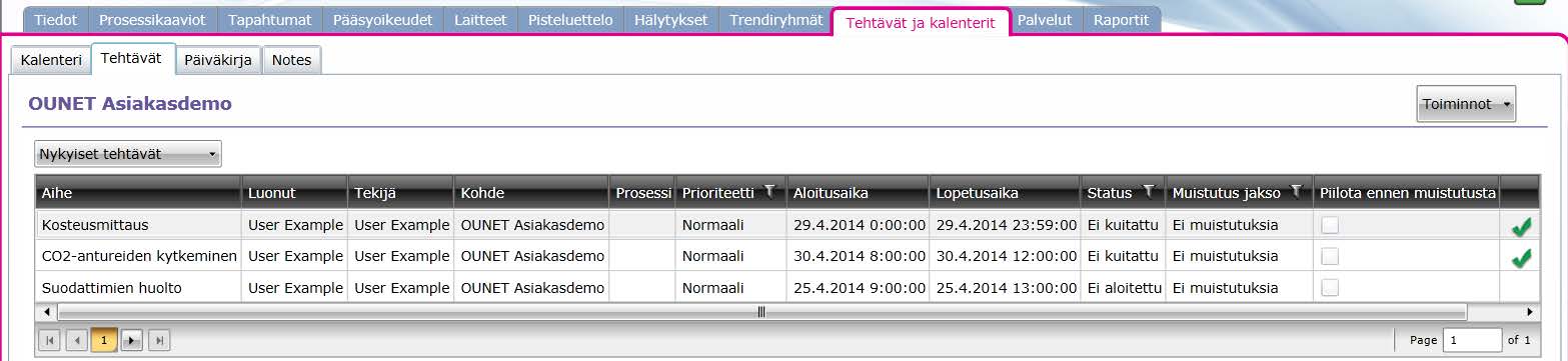 5.10.1 Tehtävät-näkymä Tehtävät - välilehdellä voit katsella tai lisätä kohteen tehtäviä. Tehtävät voi osoittaa suoraan jollekin kohteen käyttäjälle, tiimille tai käyttäjäryhmälle.