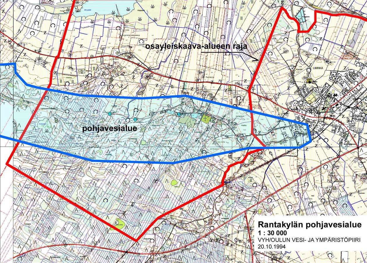 3.3.3 Pohjavedet Suunnittelualueella on yksi pohjavesialue, I-luokkaan kuuluva Rantakylän harjualue. Rantakylän harjualue on Limingan vedenhankinnan kannalta todella tärkeä nyt ja tulevaisuudessa.