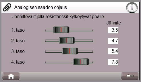 Jos lämpötila muuttuu liian hitaasti, säätöaluetta pienennetään. Integrointiaika (5...300 s) Aika (s), minkä välein lämpötilapoikkeamaa korjataan.
