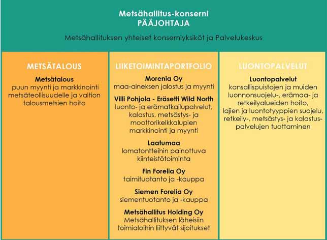 21 Metsähallituksen organisaatio Metsähallitus toimii pääosin maa- ja metsätalousministeriön tulosohjauksessa, luonnonsuojelutehtävien osalta ympäristöministeriön