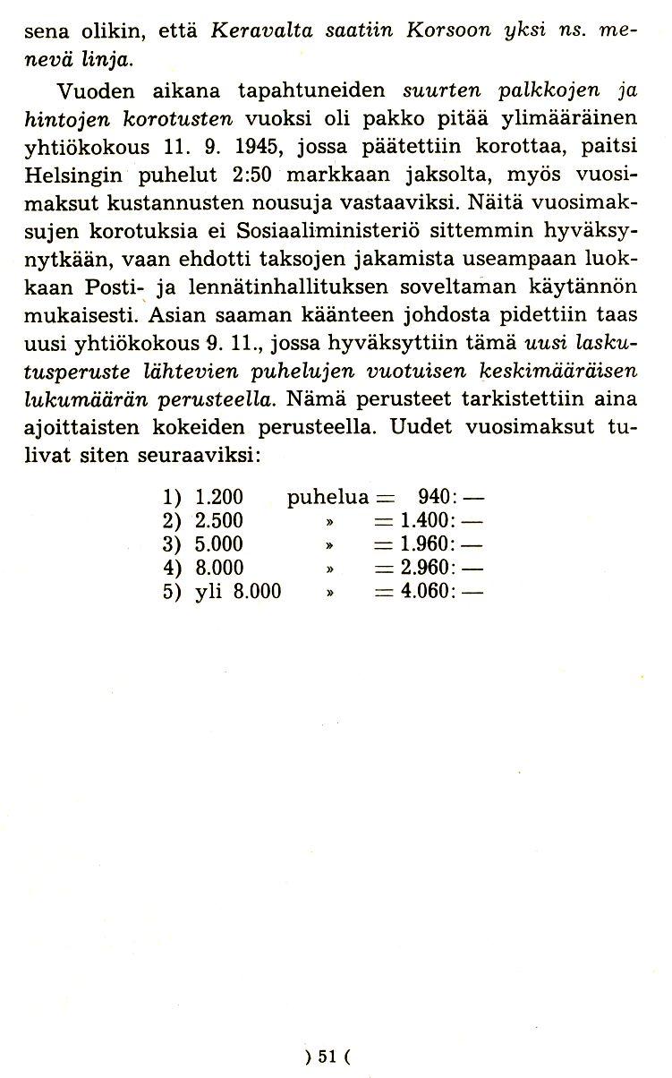 sena olikin, etta KeravaZta saatiin Korsoon yksi ns. menevii Zinja. Vuoden aikana tapahtuneiden suurten pazkkojen ja hintojen korotusten vuoksi oli pakko pitaa ylimaarainen yhtiokokous 11. 9.