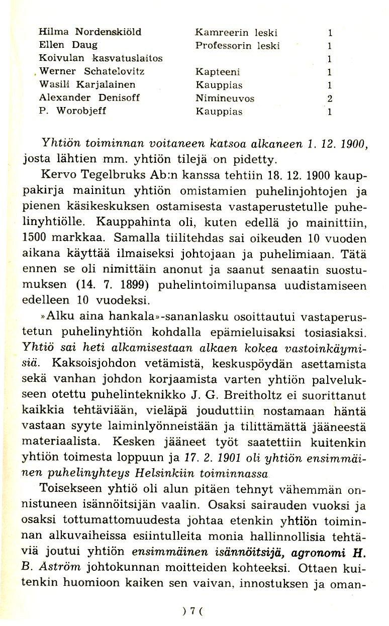 Hilma Nordenskiold Ellen Daug Koivulan kasvatuslailos. Werner Schatelovitz WasiH Karjalainen Alexander Denisoff P.