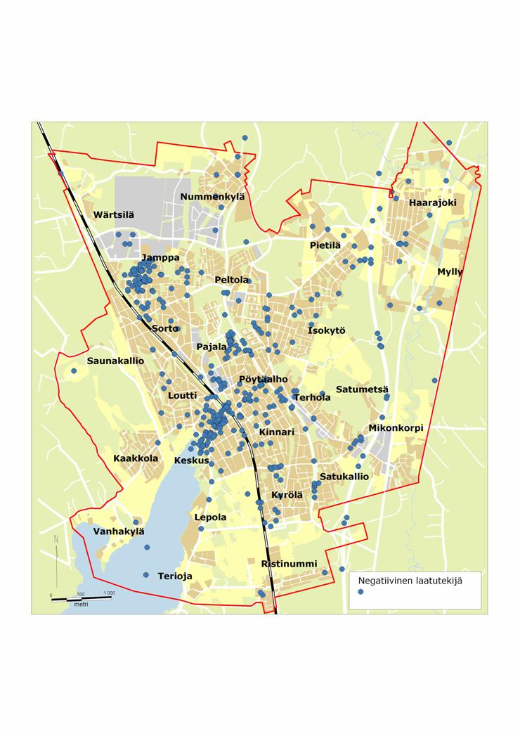 JÄRVENPÄÄ Laatutekijöiden paikallistuminen + PehmoGIS tutkimuksen keskeinen idea oli pyrkimys paikallistaa asukkaiden laatutekijöitä.