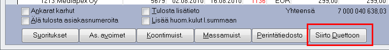 Tässä oppaassa kuvataan Visma Econet Pro -ohjelmiston toiminnallisuus, kun avoimia myyntilaskuja siirretään Duettoon maksumuistutusten lähettämistä varten tai perintätoimien aloittamista varten.