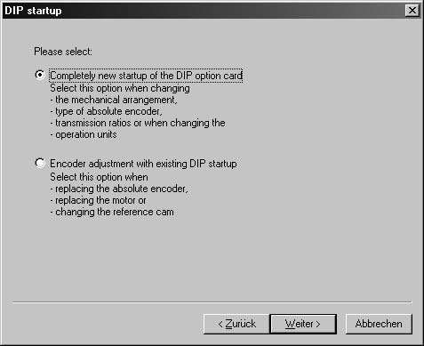 5 I 0 Käyttöönotto Käyttöönotto PC:n ja MOVITOOLS -ohjelman avulla DIP11B-lisäkortin uudelleenkäyttöönotto Kuva 7: Halutun käyttöönottotavan asetus 10710AEN Valitse jokin seuraavista vaihtoehdoista