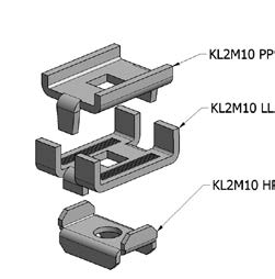K800 185 100 K2M10 asennus K400 asennus K800 asennus K2M10 K400 K800 Tarvikkeet Vastaavia komponentteja kuin K2M10 kiskoliittimessä,