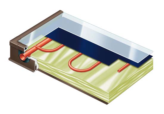VITOSOL 200-F Sectional view All-round aluminium profile frame in RAL 8019 Stable, extremely transparent cover made