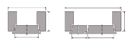 Esim. noin 900 x 2100 mm kokoiseen asennusaukkoon sopii 9 x 21M -ovi, jonka karmin ulkomitat ovat 890 x 2090 mm.