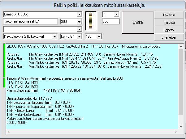 6 Kuva 5 - Puupalkkien tarkasteluissa käytetyistä lujuus- ja jäykkyysarvoista: - Materiaalin osavarmuusluvut RIL-1-2007 taulukon 2.