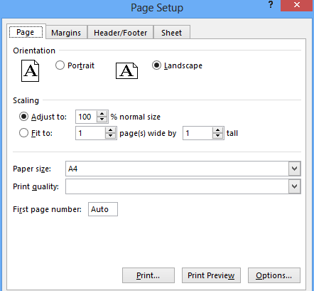 Page Setup (Sivun asetukset) -valintaikkuna Page Setup (Sivun asetukset) -valintaikkunan välilehdillä pääset muokkaamaan monipuolisesti sivujen tulostusasetuksia.