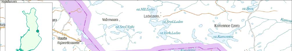 3 SUUNNITELMA-ALUEEN KUVAUS 3.1 SIJAINTI JA MAANKÄYTTÖ Yli-Vuokin virkistysmetsä sijaitsee Suomussalmen kunnan kaakkoisosassa, Vuokin kylässä n.