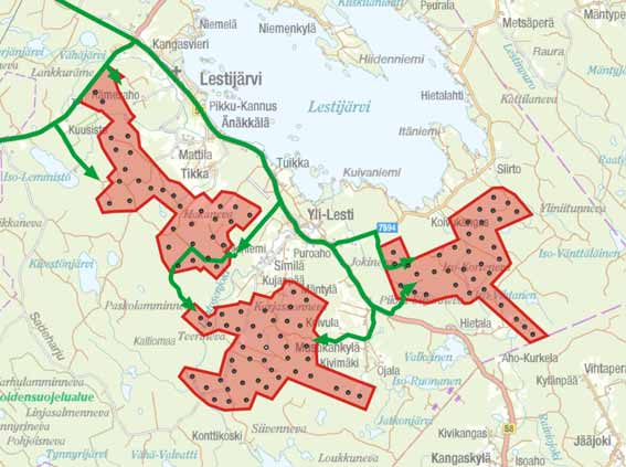 Turvalaitteiden käytön lisääminen, liikennesääntöjen noudattaminen ja muiden tienkäyttäjien parempi huomioonottaminen 5.6.4 YHTEYDET TUULIVOIMAPUISTOIHIN Kuva 15. Kuljetusreitit hankealueille.