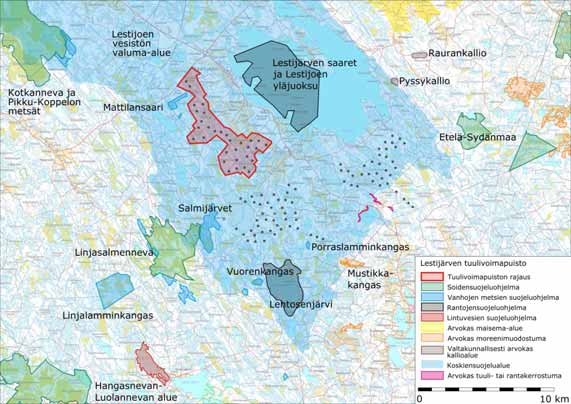 Kuva 29. Suunnittelualueen läheisyyteen sijoittuvat suojeluohjelmien alueet.