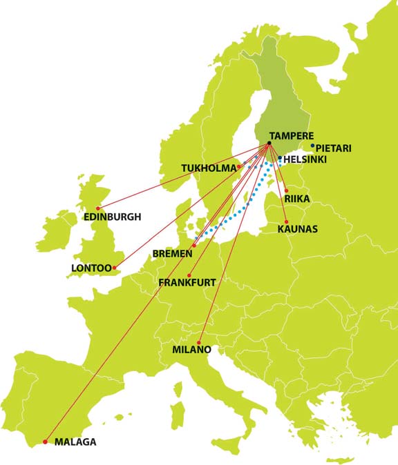 Tampereelta lennetään maailmalle sujuvasti ja nopeasti ruuhkia, toiminta lentokentällä on