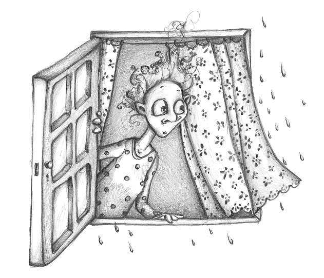 PINTERÄLLÄ Naps. Naps, naps, naps. Valdemar, sulje ikkuna! Ei kukaan jaksa kuunnella jatkuvaa sateen naputusta aamusta iltaan.