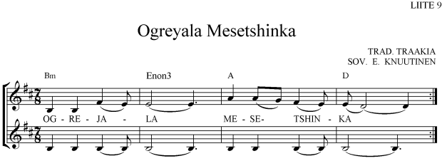 Mitä opimme pikakurssilla? Emmi ehti opettaa meille kaksi suomalaisittain erikoisia tahtilajeja sisältävää laulua.