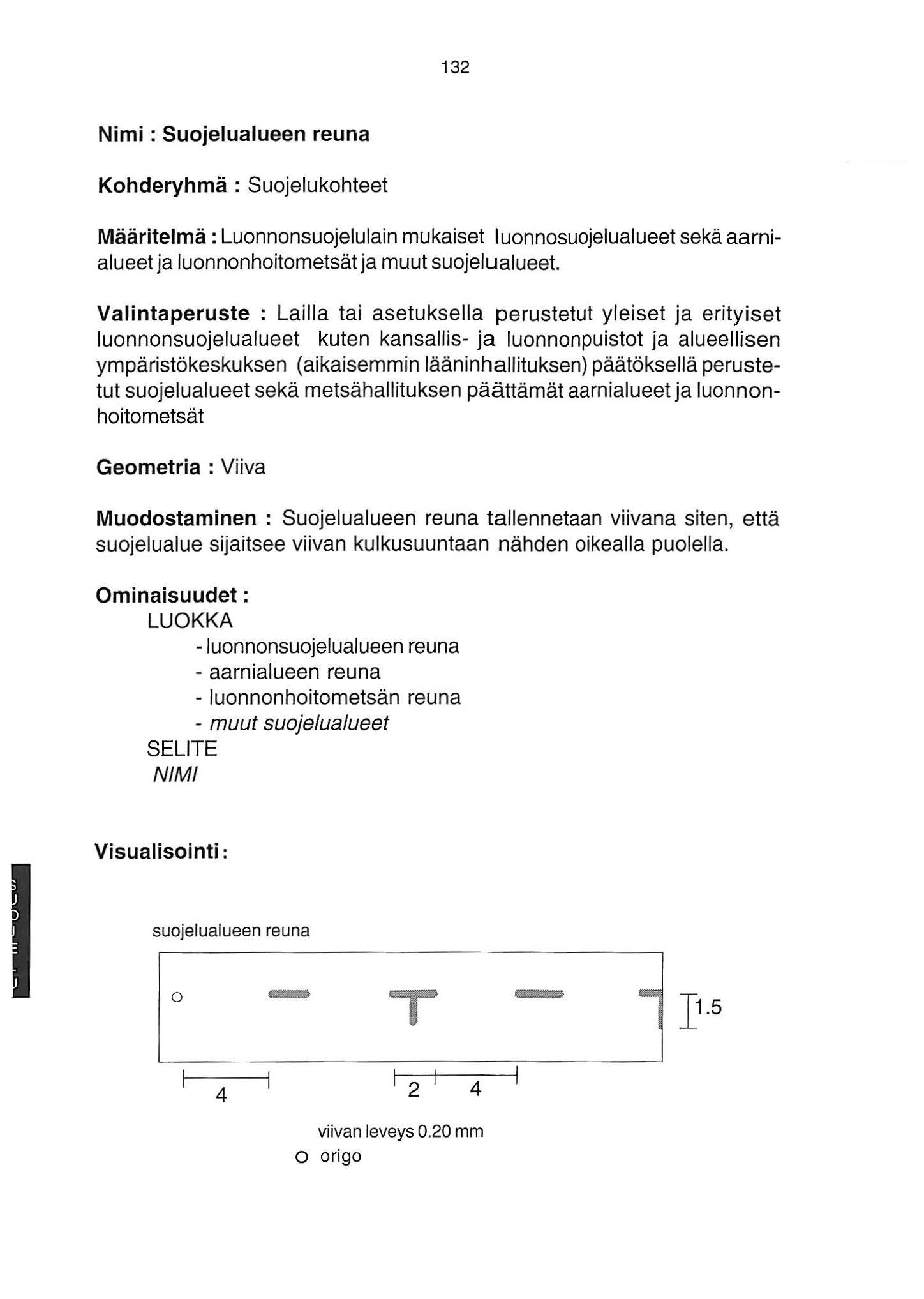 32 Nimi : Suojelualueen reuna Kohderyhmä : Suojelukohteet Määritelmä: Luonnonsuojelulain mukaiset luonnosuojelualueet sekä aarnialueet ja luonnonhoitometsät ja muut suojelu alueet.