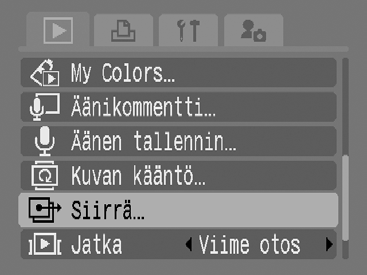 163 DPOF-siirtoasetusten määrittäminen Kameran avulla voit määrittää kuvien asetukset ennen kuvien lataamista tietokoneeseen.