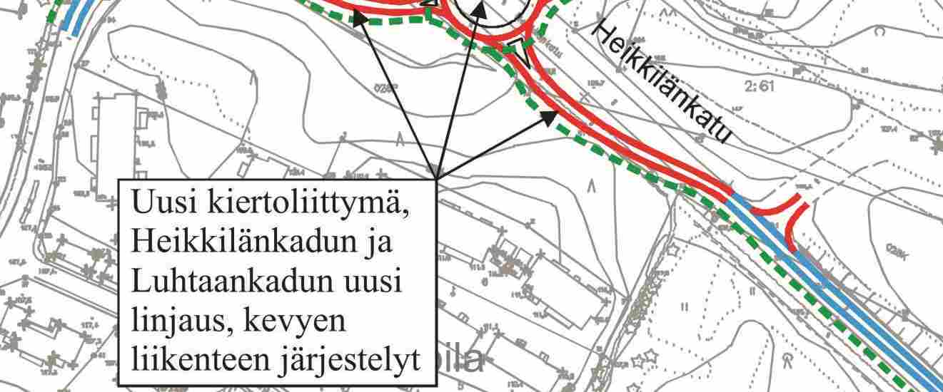 Ideakuva Teiskontien (vt 12), Heikkilänkadun ja Niihamankadun valo-ohjatun liittymän muuttamisesta eritasoliittymäksi. 2.7.2 Ratkaisuehdotus Kuva 45.