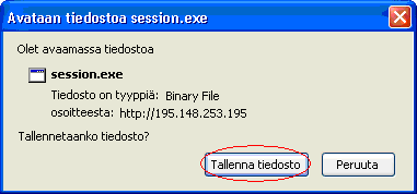 Valitse Tallenna tiedosto