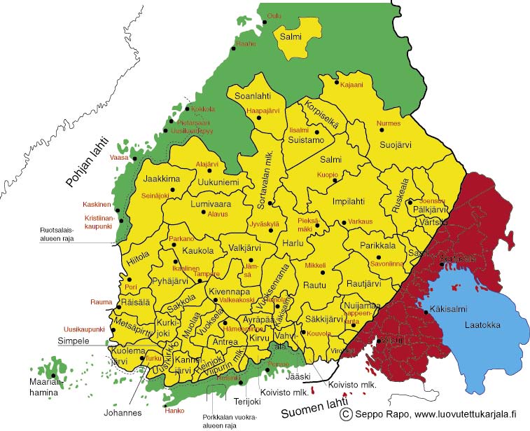 MAANHANKINTALAKI Talvisodan jälkeen kesällä 1940 luovutetusta Karjalasta lähteneiden asuttamiseksi säädetyssä maanhankintalaissa ei ollut mainintoja ruotsalaisalueista.