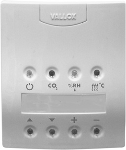 Ohjaus VALLOX 150 Effect SE/VKL/LV VALLOX 150 Effect SE konetta voidaan ohjata koneen mukana toimitettavan ohjainpaneelin (max. 3kpl) avulla, sekä ina saatavien CO 2 - (max.