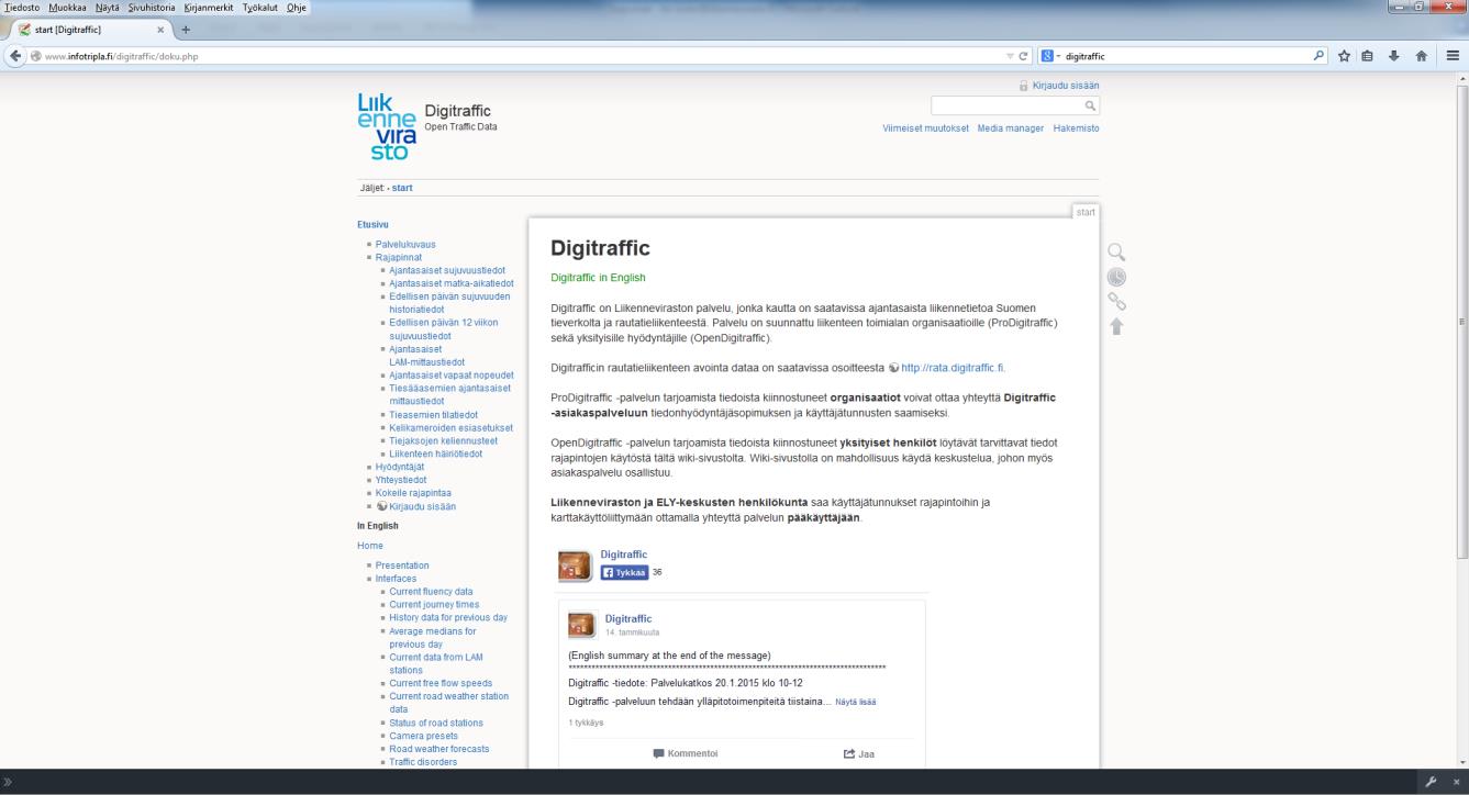 Digitraffic palvelu http://www.infotripla.