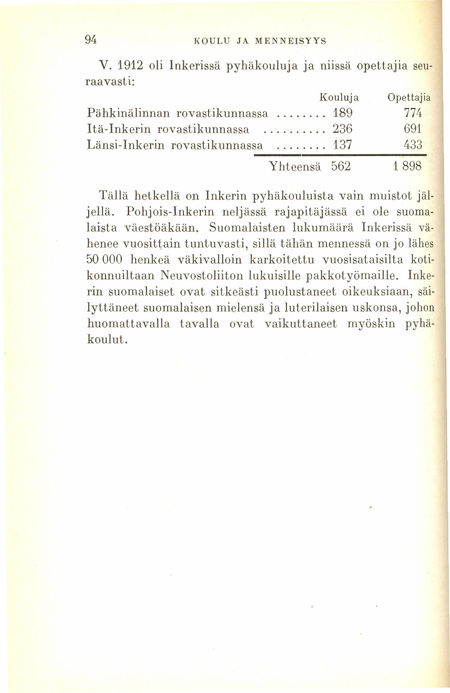 94 KOULU JA MENNEISYYS V.