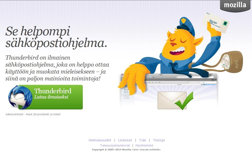 Sivu 3 / 16 2 Thunderbird ohjelman lataus ja asennus Jotta voidaan käyttää sähköpostia työpöydällä, joudutaan lataamaan sähköpostiohjelman.