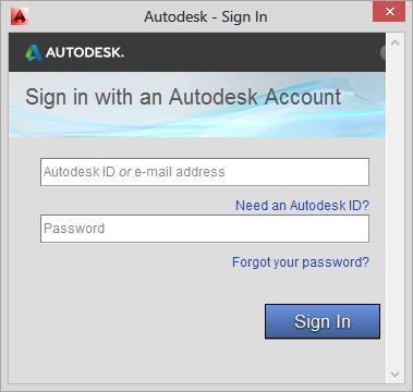 Jos sinulla ei vielä ole Autodesktunnusta, voit luoda sen valitsemalla vaihtoehdon Need an Autodesk ID.