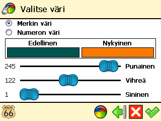 Selite ❶ Valitse Päävalikko Karttavaihtoehdot. ❷ Paina painiketta Selite. ❸ Valitse näytössä Selite: Kaupungit/Symbolit kaupunkeja ja tiennumeroita varten. Tiet saadaksesi erilaiset tiet.