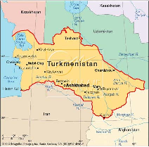 FAKTAA TURKMENISTANISTA Pinta-ala: 488 100 km 2 Väkiluku: 5,5 miljoonaa; väestötiheys 14 henkeä/km2 Työttömyysaste: 60 % Luonnonvarat: kaasu, öljy, hiili, rikki, suola Merkittävimmät vientituotteet: