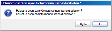 TIETOKANTALISENSSIN ASENNUS YLEISTÄ Ohjelman yhteydessä hankitaan aina lisenssi Solid- tietokantaan.