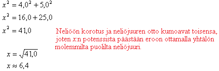 11. Pythagoraan lauseen sovelluksia Pythagoraan lauseen avulla voidaan ratkaista mikä tahansa suorakulmion sivun pituuksista, jos kaksi sen muista sivunpituuksista tunnetaan.