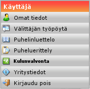3 Käyttäjä Käyttäjä osion alaryhmät ovat: Omat Tiedot: Oman portaalikäyttäjän hallinnointiin. Välittäjän työpöytä: Työkalu, jolla voidaan soittaa ja yhdistää puheluita.