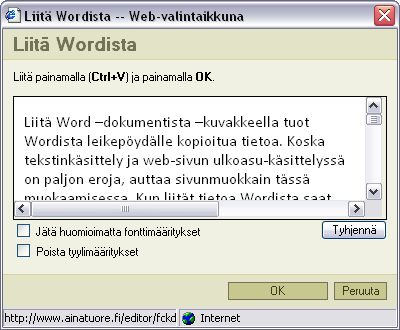 Ainatuore-sivuston käyttö Aboa Data Oy, 2006 Pohjat-kuvakkeella saat luotua valmiilta vakiopohjalta tietoa. Jotkin pohjat luovat valmiita taulukoita tekstin sekaan, jotkin kuvan paikan.