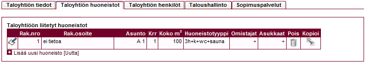 Ehdottomasti yksinkertaisin tapa edetä on nyt tässä vaiheessa liittää kaikki huoneistot kerralla TaloyhtiöOptimiin.