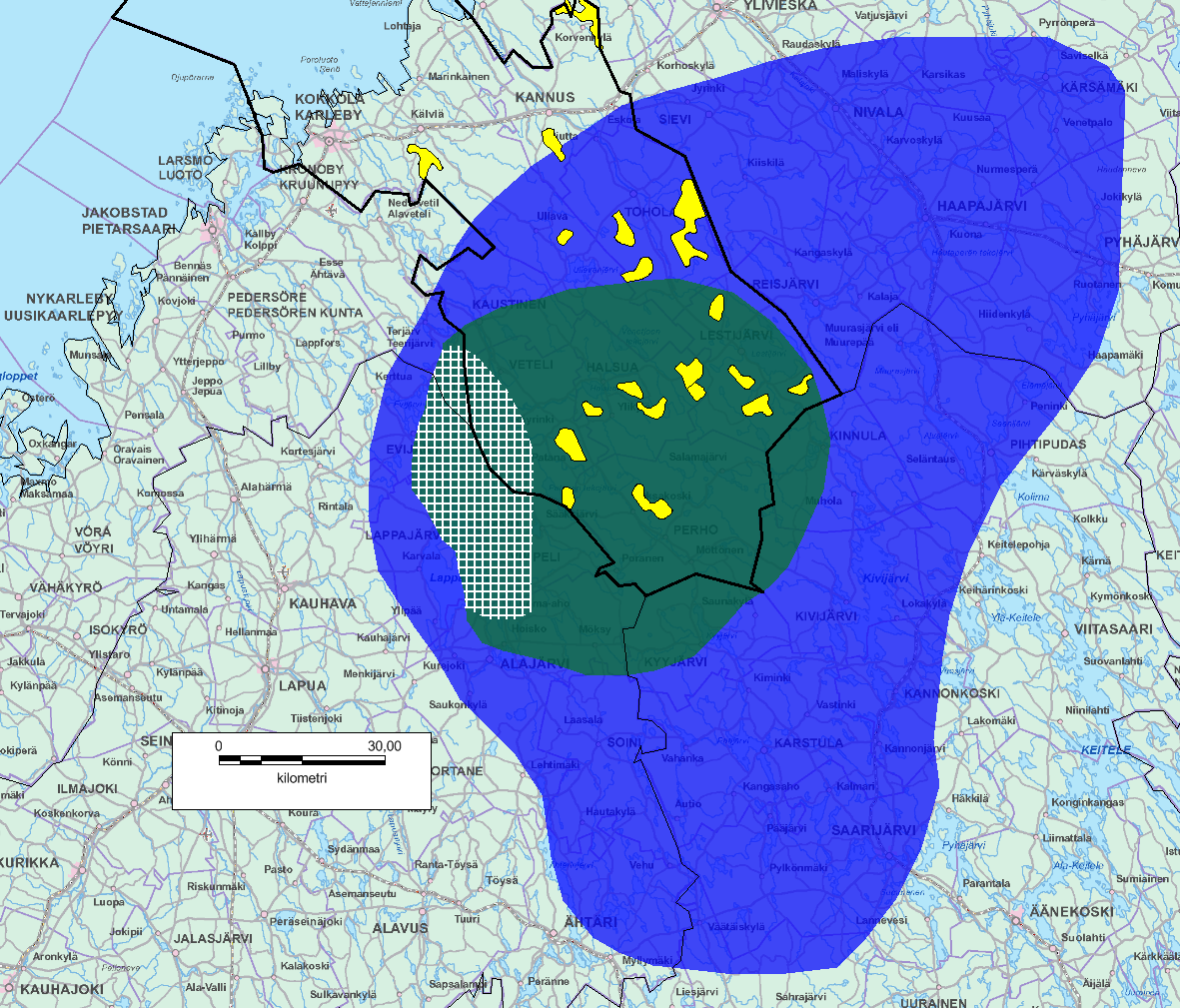 25 Kuva 8. Suomenselän metsäpeuran elinalueet.