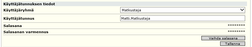 Henkilön tiedot Henkilö pois profiilisiirtojen piiristä Myös henkilöliittymällä Käyttäjätunnus